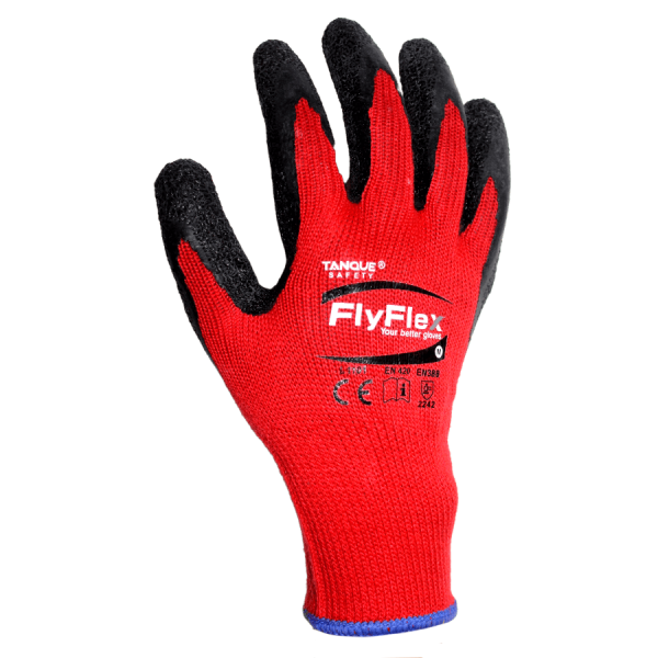Guante Fly Flex rojo recubierto con latex rugoso - Imagen 3