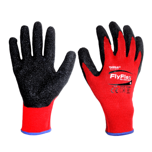 Guante Fly Flex rojo recubierto con latex rugoso