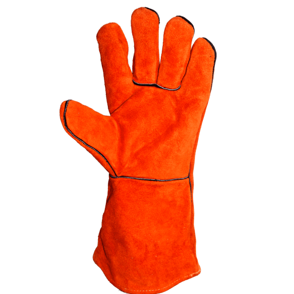 Guante de cuero soldador premium Tanque naranja con kevlar 14 - Imagen 3