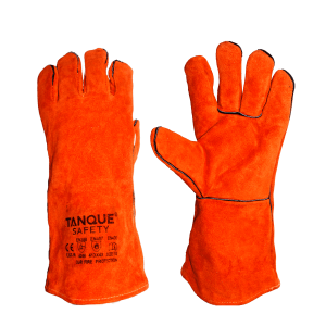 Guante de cuero soldador premium Tanque naranja con kevlar 14