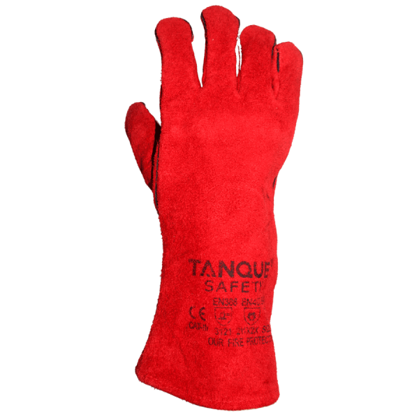 Guante de cuero soldador rojo Tanque de 14 - Imagen 3