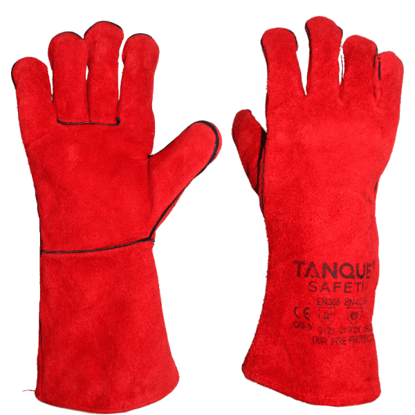 Guante de cuero soldador rojo Tanque de 14