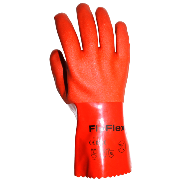 Guante Fly Flex de PVC naranja con forro interior de algodón - Imagen 3
