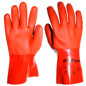 Guante Fly Flex de PVC naranja con forro interior de algodón